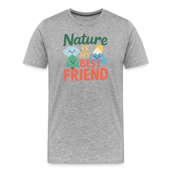 Nature is my best friend - Men's Premium Organic T-Shirt - heather grey - Front - Damien (186cm)