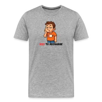 Kiss Me to recharge Me - T-shirt bio Premium Homme - gris chiné - Devant - Damien (186cm)
