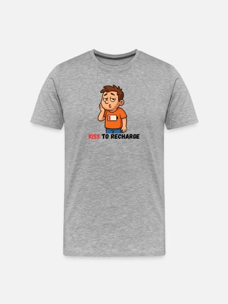 Kiss Me to recharge Me - Men's Premium Organic T-Shirt - heather grey