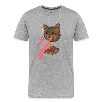Laser Cat - T-shirt bio Premium Homme - gris chiné - Devant - Damien (186cm)