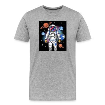 Space astronaut with planetary cosmos - Men's Premium Organic T-Shirt - heather grey - Front - Damien (186cm)