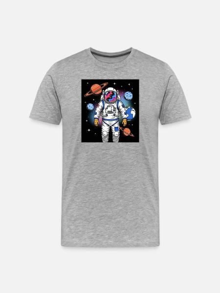 Space astronaut with planetary cosmos - Men's Premium Organic T-Shirt - heather grey