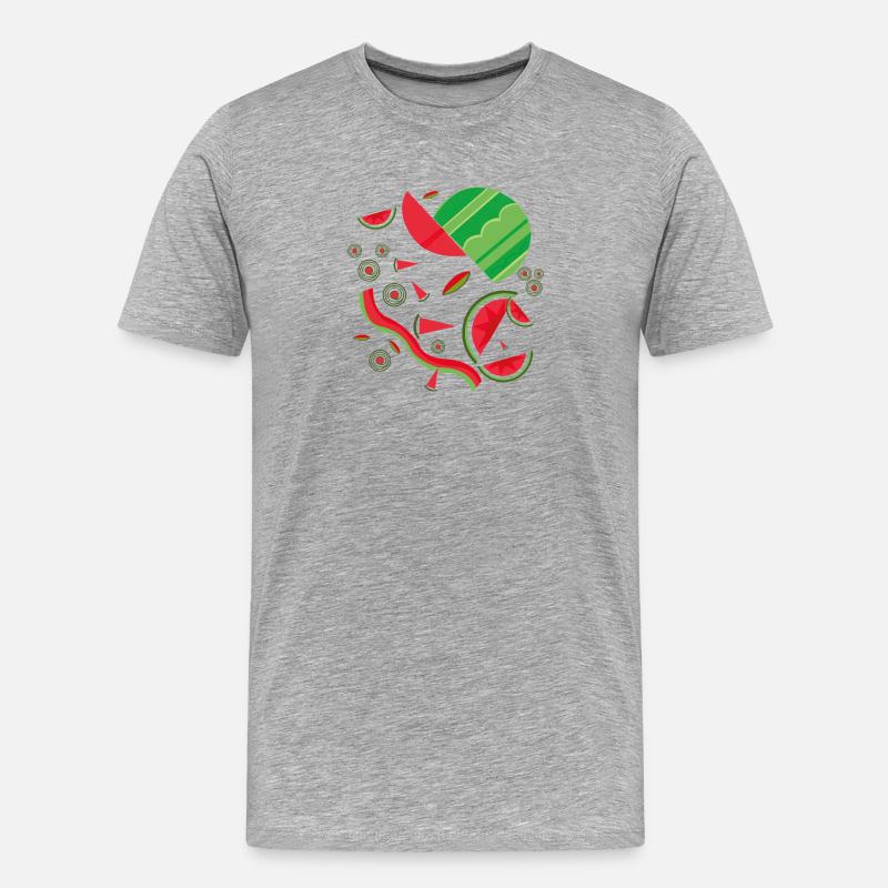 Abstrakte Wassermelonen-Design - Männer Premium Bio T-Shirt - Grau meliert