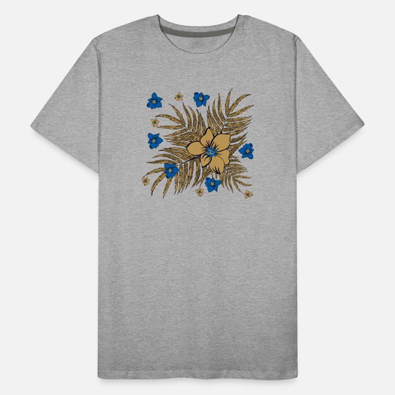 Motif de feuilles et de fleurs tropicales T-shirt bio Premium Homme