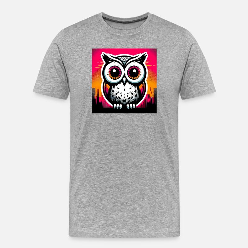 Eule - Männer Premium Bio T-Shirt - Grau meliert