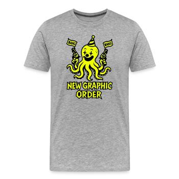 New Graphic Order Krake - Männer Premium Bio T-Shirt - Grau meliert - Vorne - Damien (186cm)