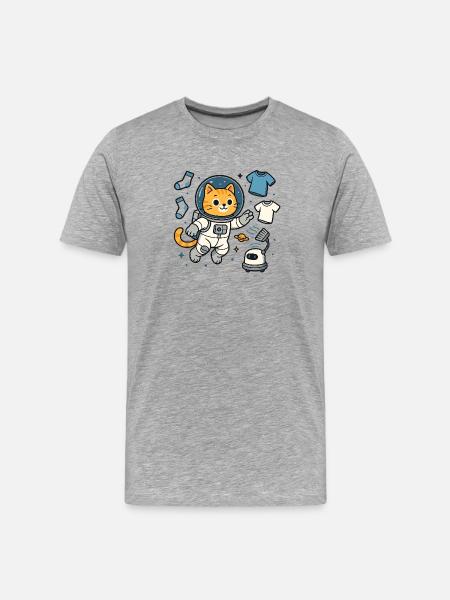 Space Cat Laundry – Kawaii Astronaut Shirt - Men's Premium Organic T-Shirt - heather grey