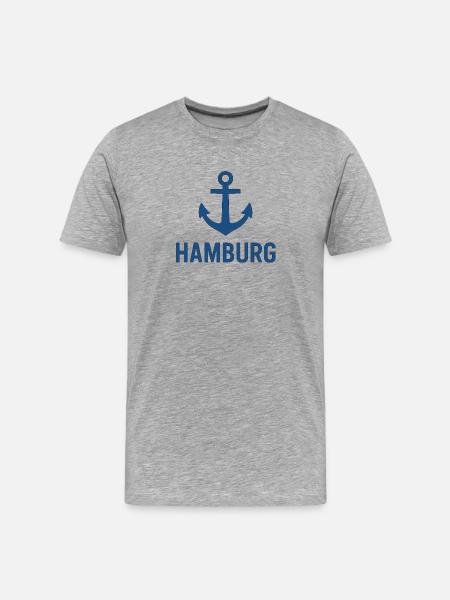 Hambourg avec ancre - T-shirt bio Premium Homme - gris chiné
