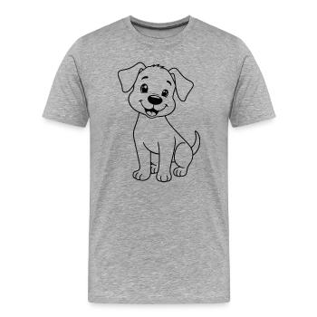 Chiot minimaliste - T-shirt bio Premium Homme - gris chiné - Devant - Damien (186cm)