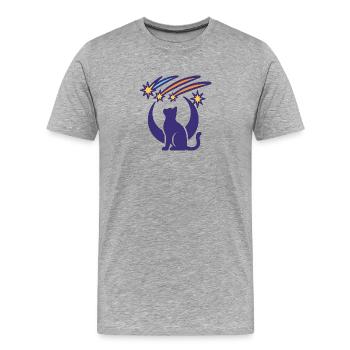 Chat et étoiles filantes - T-shirt bio Premium Homme - gris chiné - Devant - Damien (186cm)