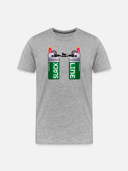 SLACKLINE CAT SMOKER LIGHTER - Men's Premium Organic T-Shirt - heather grey