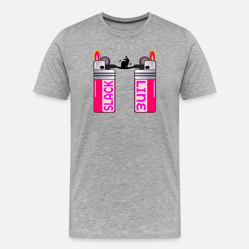 RABBIT SLACKLINING LIGHTER - Men's Premium Organic T-Shirt - heather grey