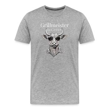 Grillmeister - Buffle cool avec lunettes de soleil - T-shirt bio Premium Homme - gris chiné - Devant - Damien (186cm)
