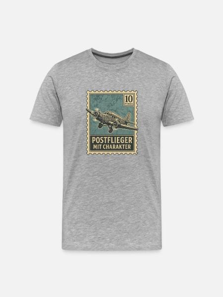 Aunt Ju52 Postal Flyer Stamp - Men's Premium Organic T-Shirt - heather grey