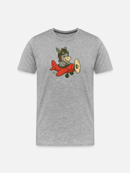 Playful donkey in airplane design - Men's Premium Organic T-Shirt - heather grey