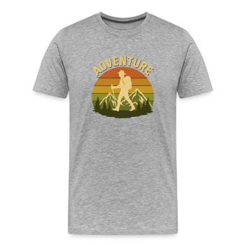 Wandern Wanderer Retro - Männer Premium Bio T-Shirt - Grau meliert - Vorne - Damien (186cm)