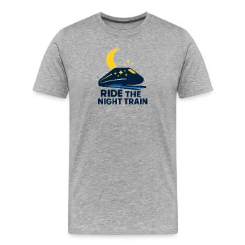 Ride the Night Train - Men's Premium Organic T-Shirt - heather grey - Front - Damien (186cm)