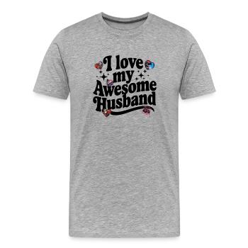 Awesome Husband Gift – Liebe trifft Sport & Superhe - Männer Premium Bio T-Shirt - Grau meliert - Vorne - Damien (186cm)