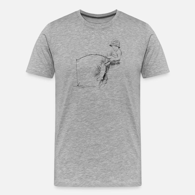 Angler - Männer Premium Bio T-Shirt - Grau meliert