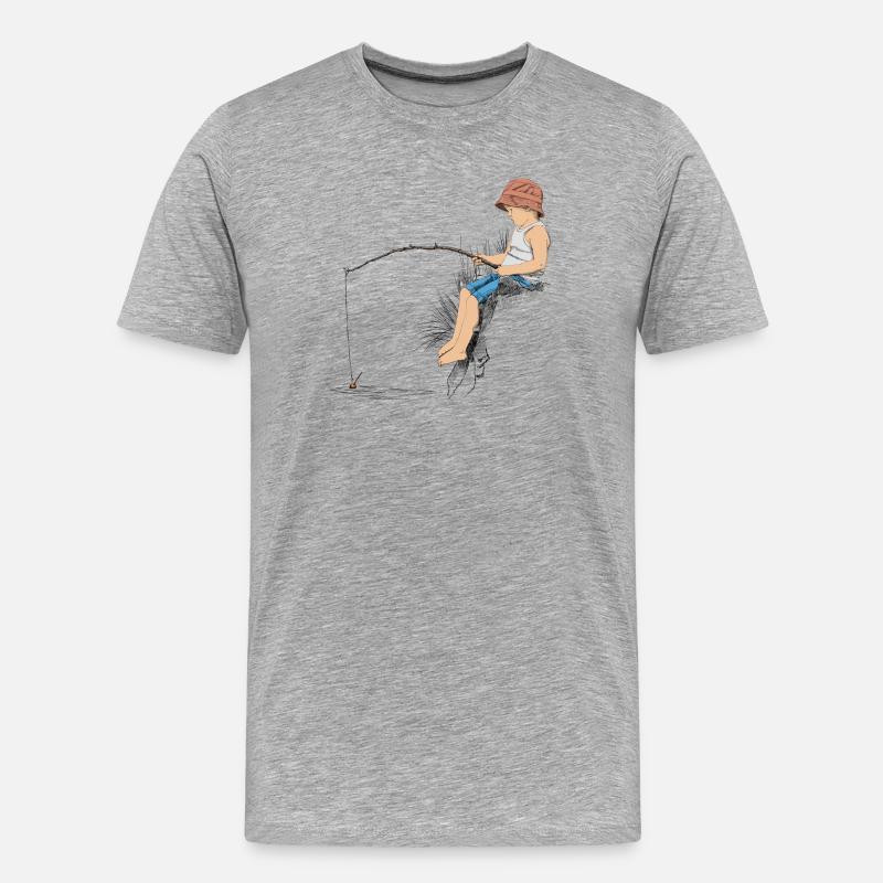 Angler - Männer Premium Bio T-Shirt - Grau meliert