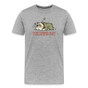 Je suis conservatrice de lieux de couchage - T-shirt bio Premium Homme - gris chiné - Devant - Damien (186cm)
