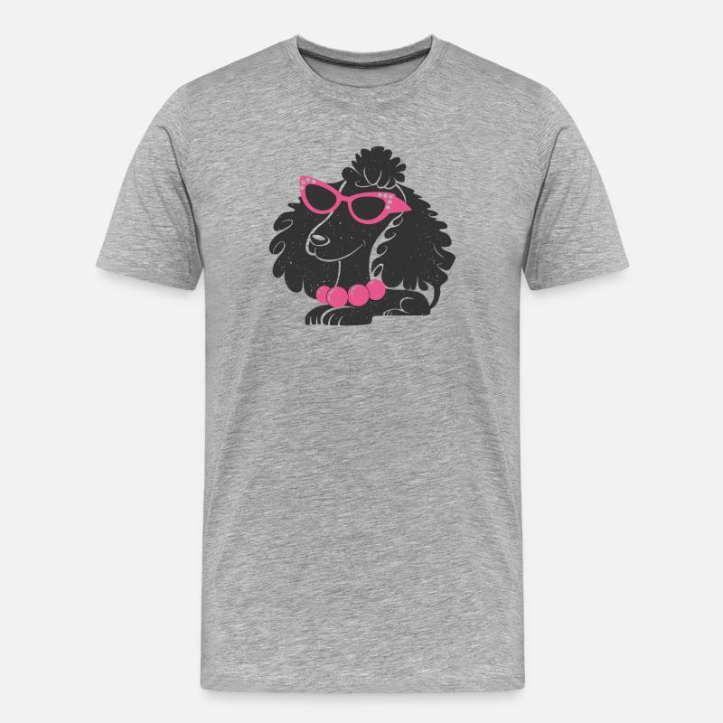 Lustiger Pudel - Männer Premium Bio T-Shirt - Grau meliert