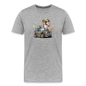 Cartoon Schaffahrer im Geländewagen - Männer Premium Bio T-Shirt - Grau meliert - Vorne - Damien (186cm)