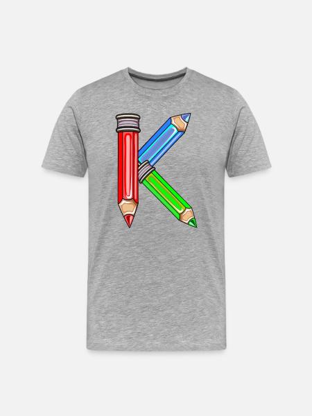 NOM D’ÉCOLIER CADEAUX LETTRE K - T-shirt bio Premium Homme - gris chiné