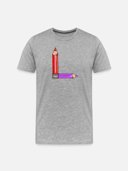 LETTER L NAME - Men's Premium Organic T-Shirt - heather grey