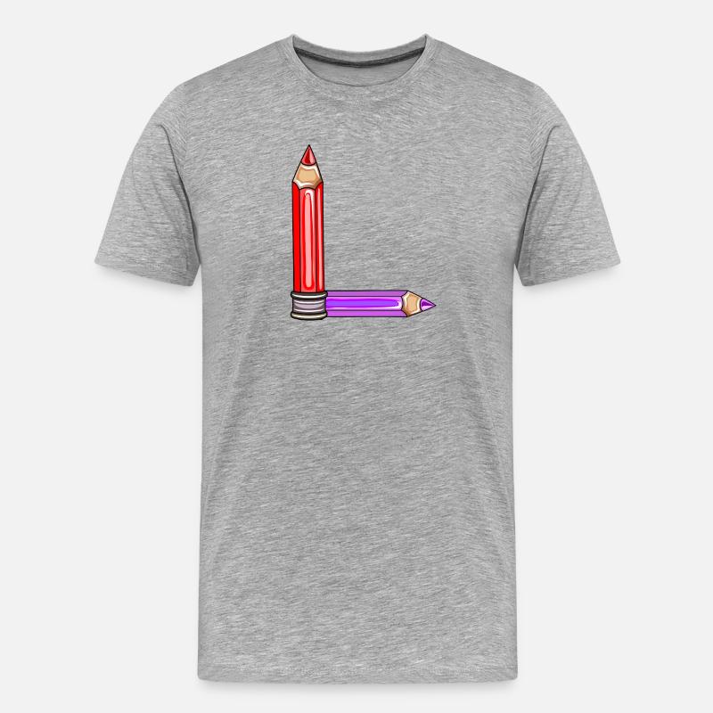 BUCHSTABE L NAME - Männer Premium Bio T-Shirt - Grau meliert