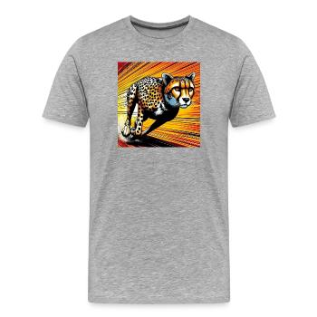 cheetah - Men's Premium Organic T-Shirt - heather grey - Front - Damien (186cm)