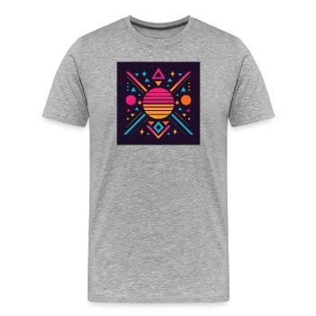 Geometrisches Synthwave-Muster - Männer Premium Bio T-Shirt - Grau meliert - Vorne - Damien (186cm)