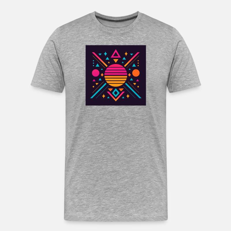 Geometrisches Synthwave-Muster - Männer Premium Bio T-Shirt - Grau meliert