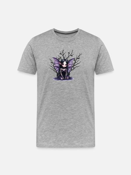 Lovely fairy fairy with purple wings - Men's Premium Organic T-Shirt - heather grey