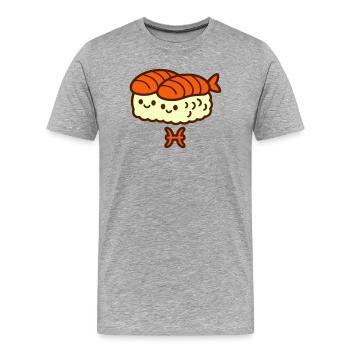 Fische Sternzeichen Foodie - Männer Premium Bio T-Shirt - Grau meliert - Vorne - Damien (186cm)