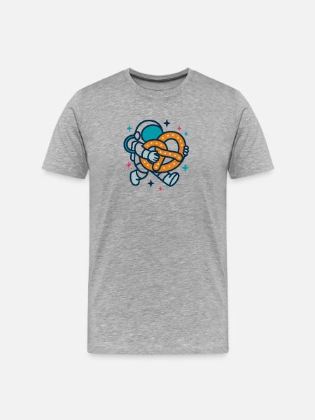 Astronaut mit Brezel - Männer Premium Bio T-Shirt - Grau meliert
