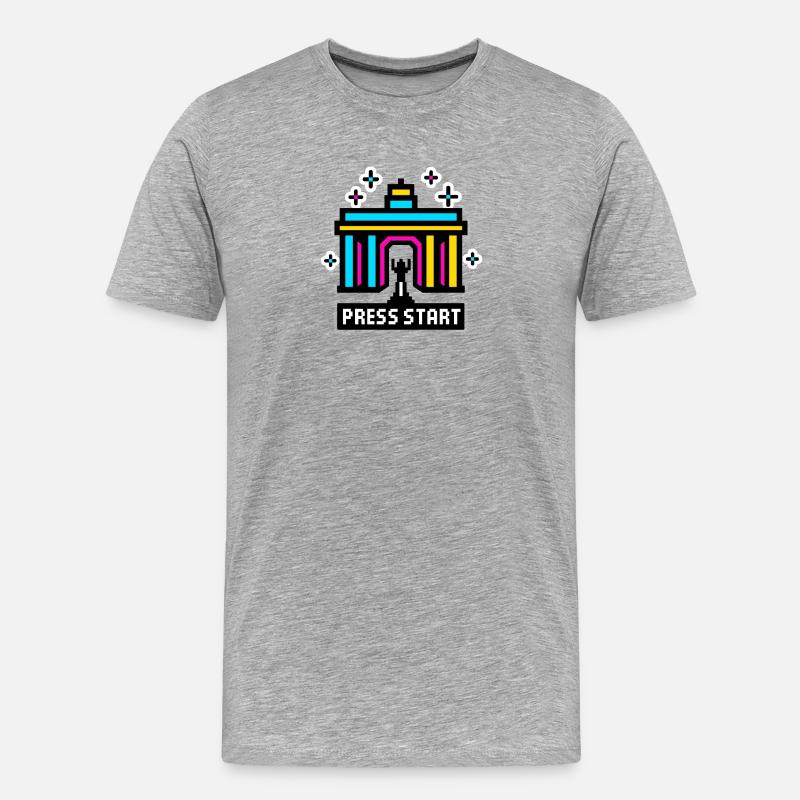 Press Start Berlin - Männer Premium Bio T-Shirt - Grau meliert