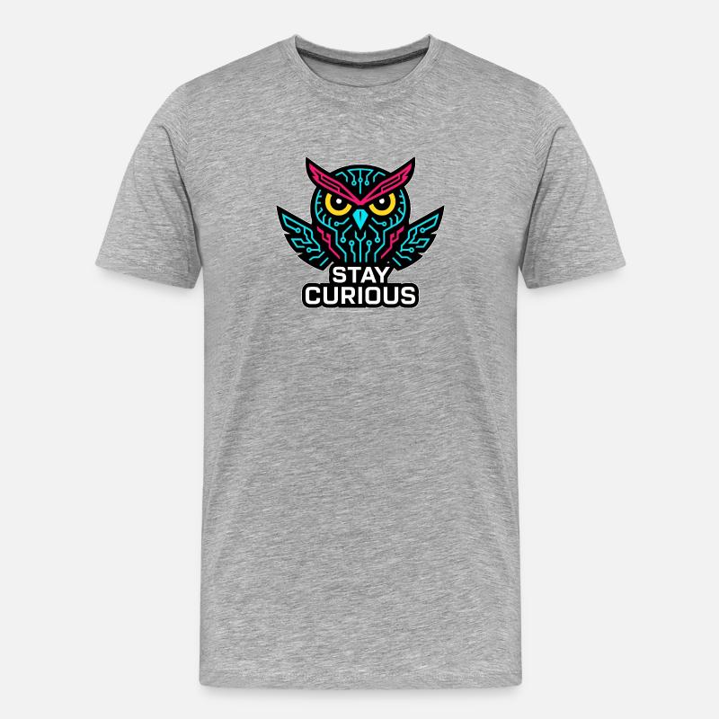 Stay Curious - Männer Premium Bio T-Shirt - Grau meliert