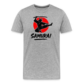 Samurai - Men's Premium Organic T-Shirt - heather grey - Front - Damien (186cm)