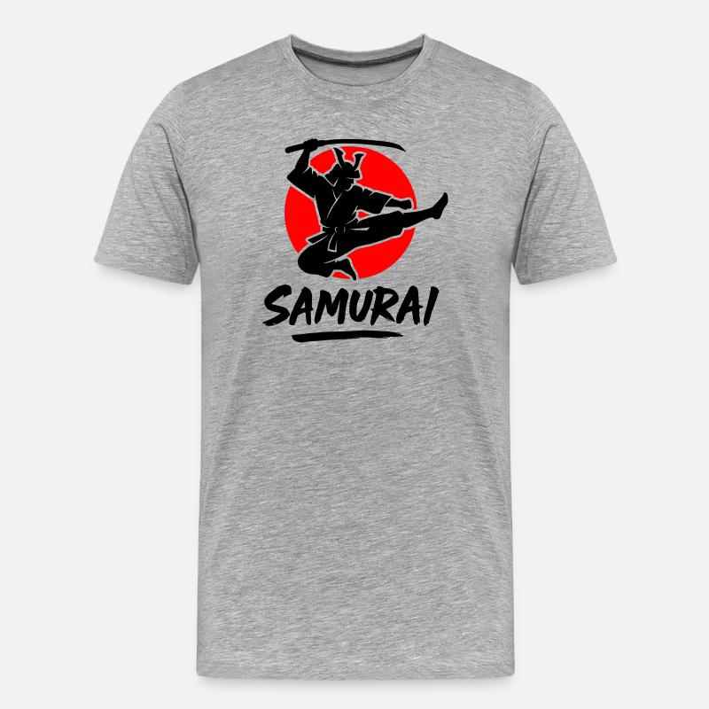 Samurai - Männer Premium Bio T-Shirt - Grau meliert