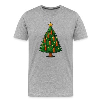 Festliche Bierflaschen Weihnachtsbaum - Männer Premium Bio T-Shirt - Grau meliert - Vorne - Damien (186cm)