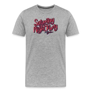 Typographie de la fête du samedi soir - T-shirt bio Premium Homme - gris chiné - Devant - Damien (186cm)