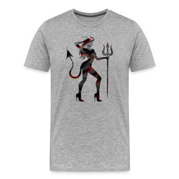 Furchtloser Dämonenjäger Silhouetten-Design - Männer Premium Bio T-Shirt - Grau meliert - Vorne - Damien (186cm)