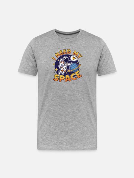 Space friendship with coffee dream - Men's Premium Organic T-Shirt - heather grey