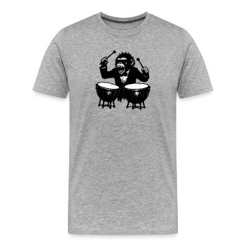 Wilder Schlagzeugaffe | Affe an Paupen - Männer Premium Bio T-Shirt - Grau meliert - Vorne - Damien (186cm)