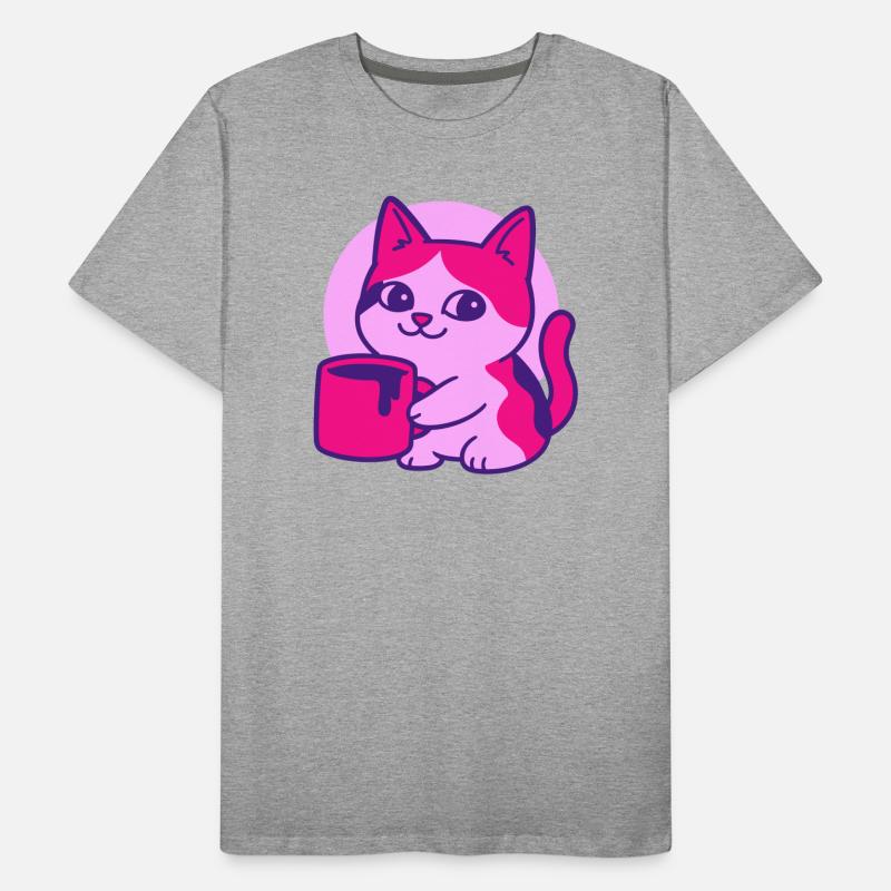 Chat de café mignon T-shirt bio Premium Homme