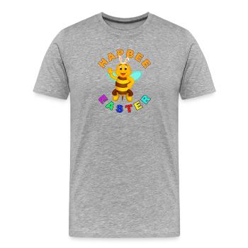 HAPBEE Pâques avec texte - T-shirt bio Premium Homme - gris chiné - Devant - Damien (186cm)