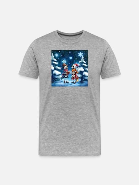 Christmas skeletons with hats and lanterns - Men's Premium Organic T-Shirt - heather grey