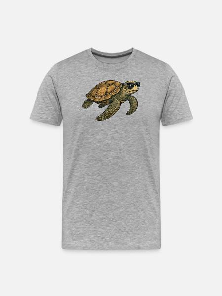 Schildkröte mit Sunglasses für Freizeitmode - Männer Premium Bio T-Shirt - Grau meliert