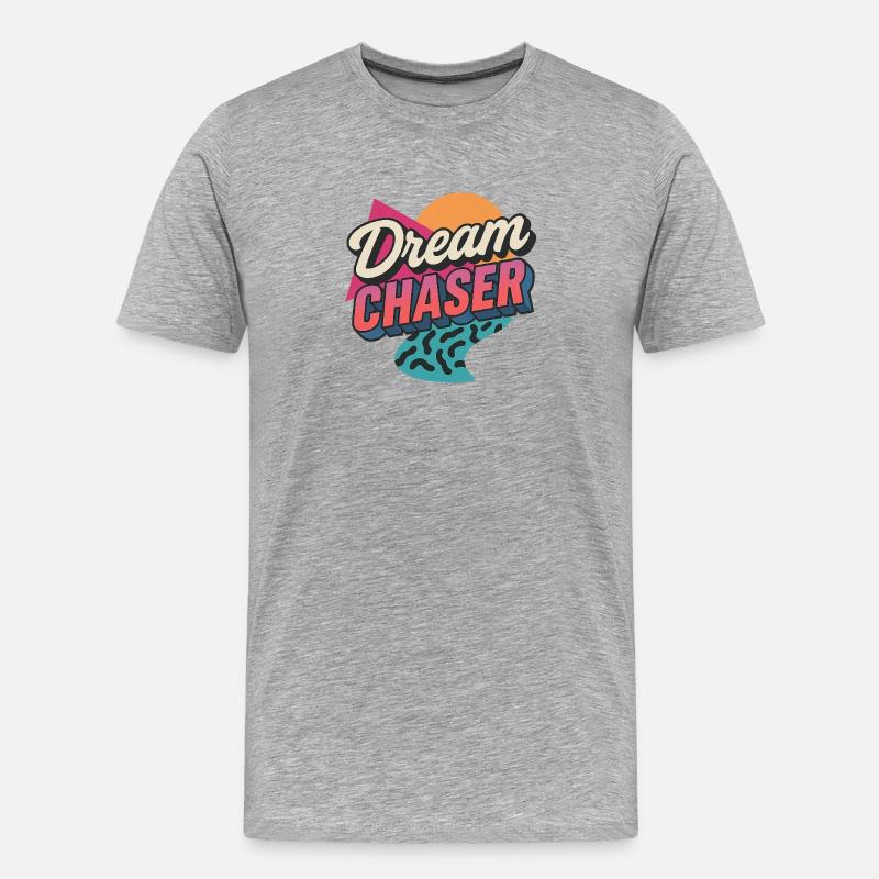 Retro 80er Inspired Dream Chaser Design - Männer Premium Bio T-Shirt - Grau meliert